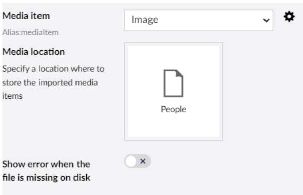 Advanced settings for a Media Picker mapping