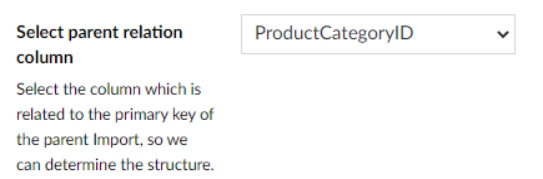 Content import options of a child definition with the parent relation key