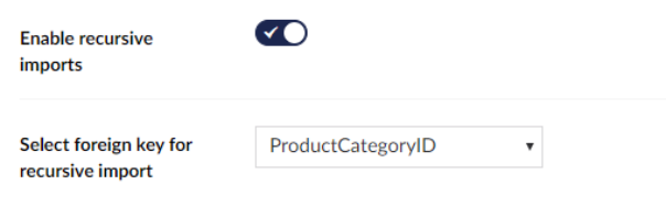 Recursive import option with ParentProductCategoryID selected as the parent key