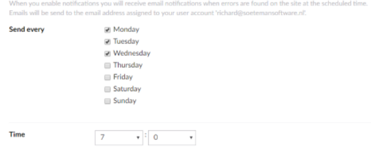 My notifications with days and time