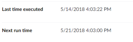 Saved scheduled validation in the tree with its last and next run